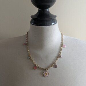 PINK FLOWER CHARM NECKLACE
